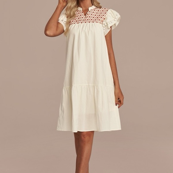 Petallush Dresses & Skirts - Petallush Cream Midi Dress with Lace Detail Costal Cowgirl